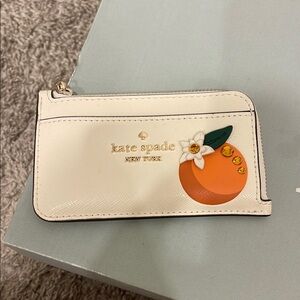 Kate Spade White Card Holder with Orange Accent